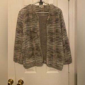 Max Studio Black and White Open-Front Cardigan Sweater